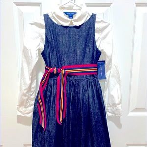 Ralph Lauren blue jean dress and white button down shirt long sleeves.